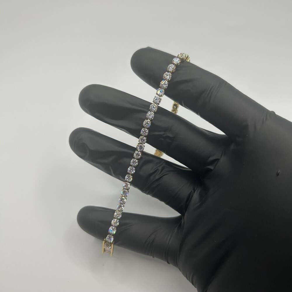 4mm Moissanite Gold Tennis Bracelet Womens 6.5 Inch VVS1 No Pass Waterproof
